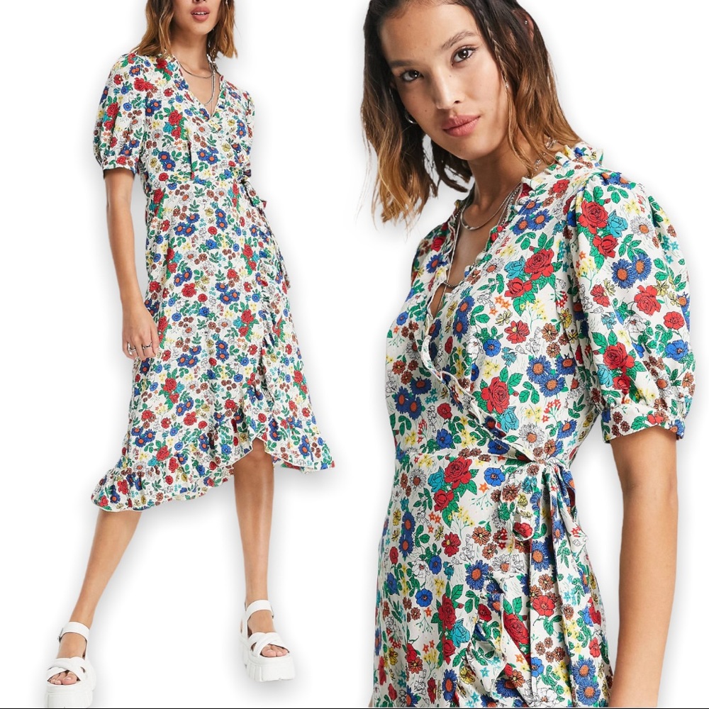 Topshop Floral Midi Dress